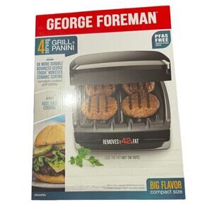George Foreman GR340FBX 4 Serving Indoor Grill Panini Press PFAS Free New